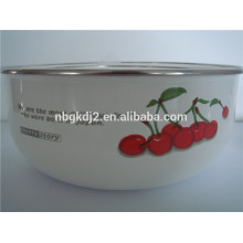 the most popular 5 pcs enamel ice bowl with plastic cover colorful flower